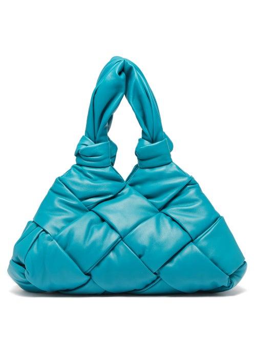 Bottega Veneta - Lock Intrecciato-leather Shoulder Bag - Womens - Blue
