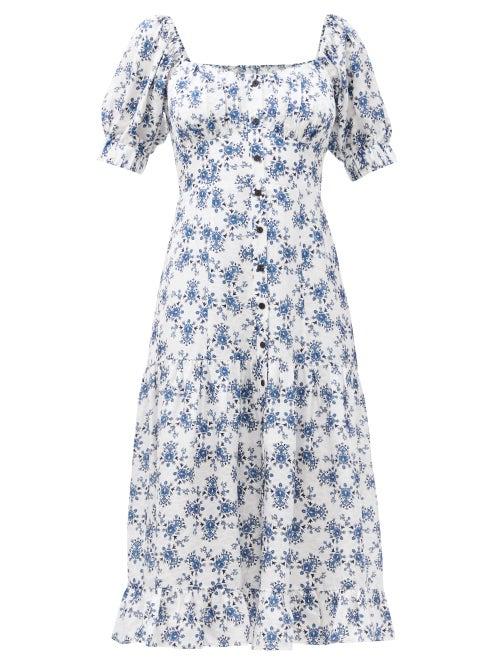 Matchesfashion.com Cefinn - The Paloma Floral-print Twill Midi Dress - Womens - White Multi