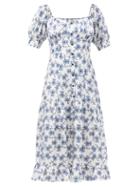 Matchesfashion.com Cefinn - The Paloma Floral-print Twill Midi Dress - Womens - White Multi