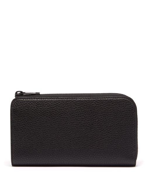 Matchesfashion.com Maison Margiela - Grained Leather Travel Wallet - Mens - Black