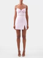 Self-portrait - Crystal-embellished Crepe And Chiffon Mini Dress - Womens - Pink
