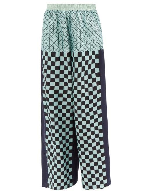 Louisa Parris - Lisbon Printed Silk Wide-leg Trousers - Womens - Navy Stripe