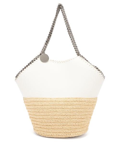 Matchesfashion.com Stella Mccartney - Falabella Medium Raffia And Faux-leather Tote Bag - Womens - White Multi