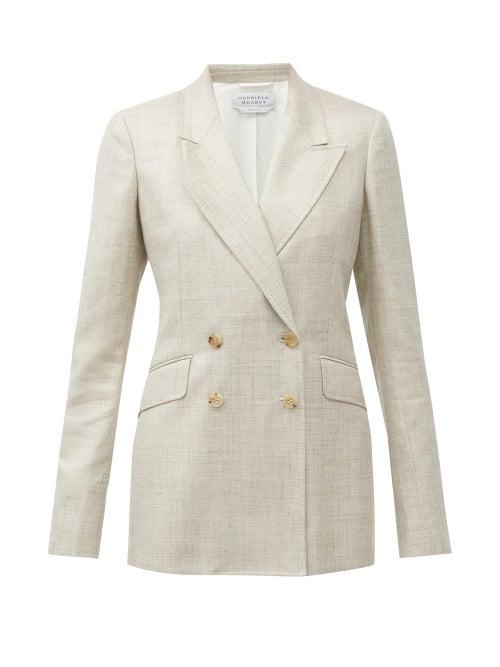 Matchesfashion.com Gabriela Hearst - Angela Double-breasted Tweed Blazer - Womens - Beige