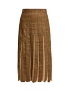 Matchesfashion.com Gabriela Hearst - Ramiro Houndstooth Cashmere And Silk Skirt - Womens - Green Multi