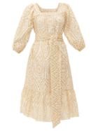 Matchesfashion.com Lisa Marie Fernandez - Laure Broderie Anglaise Cotton Dress - Womens - Ivory