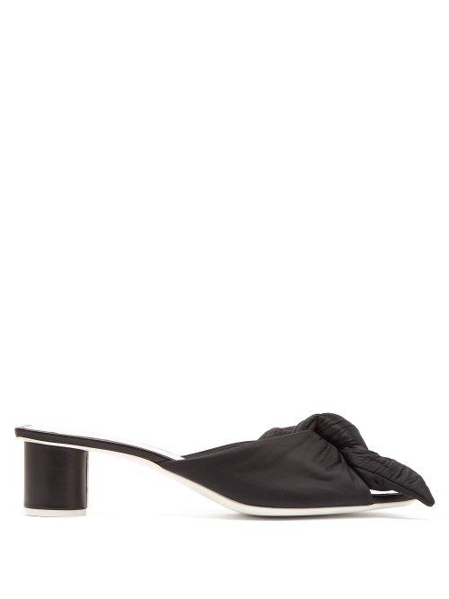Matchesfashion.com Jil Sander - Padded Knot Front Satin And Leather Mules - Womens - Black