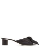 Matchesfashion.com Jil Sander - Padded Knot Front Satin And Leather Mules - Womens - Black