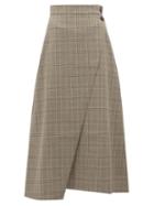 Matchesfashion.com Cefinn - High Rise Prince Of Wales Check Midi Skirt - Womens - Brown Multi