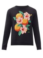 Matchesfashion.com Casablanca - Orange-intarsia Cotton Sweater - Mens - Black