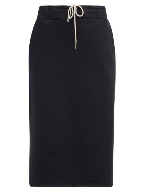 Matchesfashion.com Jil Sander - Drawstring Organic Cotton-jersey Midi Skirt - Womens - Dark Navy