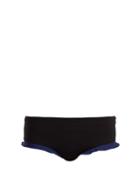 Matchesfashion.com Marysia - Oxford Contrast Trim Bikini Briefs - Womens - Black Navy