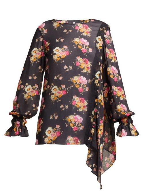 Matchesfashion.com Preen Line - Sofia Floral Print Blouse - Womens - Black Print