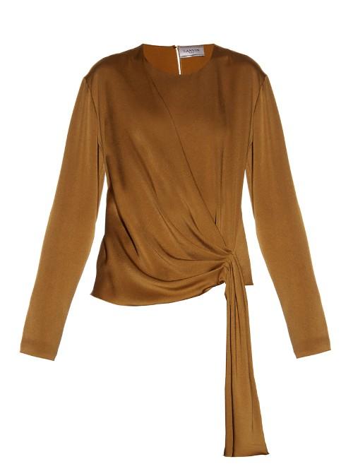 Lanvin Draped-front Satin-crepe Blouse