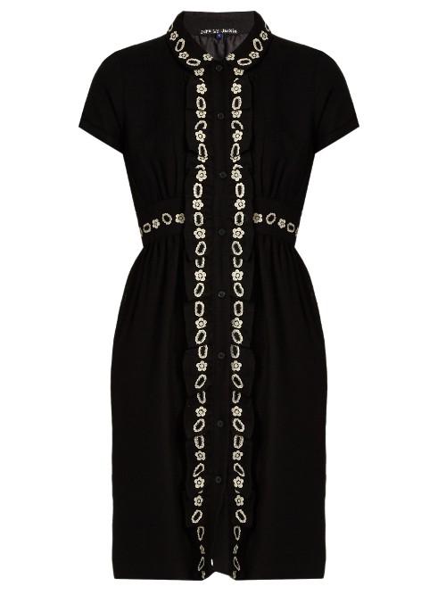 Jupe By Jackie Wessel Button-down Embroidered Wool Dress