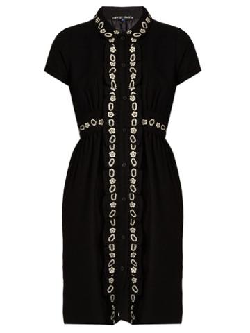 Jupe By Jackie Wessel Button-down Embroidered Wool Dress