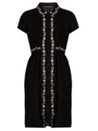 Jupe By Jackie Wessel Button-down Embroidered Wool Dress