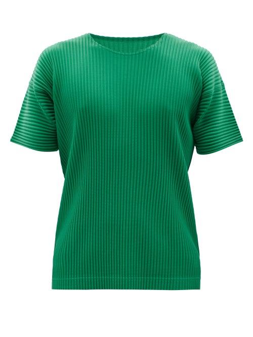 Homme Pliss Issey Miyake - Technical-pleated Jersey T-shirt - Mens - Green