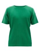 Homme Pliss Issey Miyake - Technical-pleated Jersey T-shirt - Mens - Green
