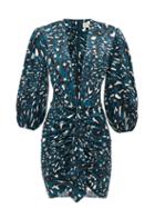Matchesfashion.com Alexandre Vauthier - Leopard Print Silk Blend Satin Mini Dress - Womens - Blue Print
