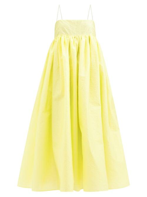 Cecilie Bahnsen - Beth Gathered Matelass-organza Maxi Dress - Womens - Yellow