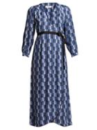 Matchesfashion.com Cefinn - Geometric Print Wrap Dress - Womens - Blue Print