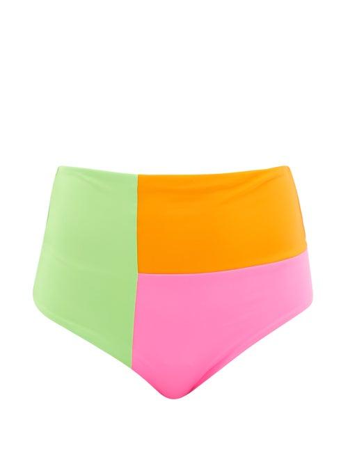 Mara Hoffman - Lydia High-rise Recycled-fibre Bikini Briefs - Womens - Pink Multi