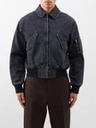 Stefan Cooke - Corded-monogram Denim Bomber Jacket - Mens - Grey
