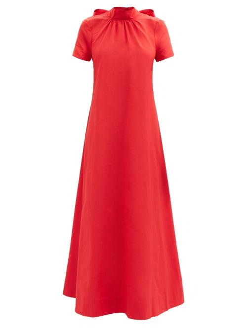 Staud - Ilana Tie-neck Cotton-blend Grosgrain Dress - Womens - Red
