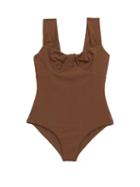 Matchesfashion.com Marysia - Lehi Twist-front Basketweave Swimsuit - Womens - Dark Brown