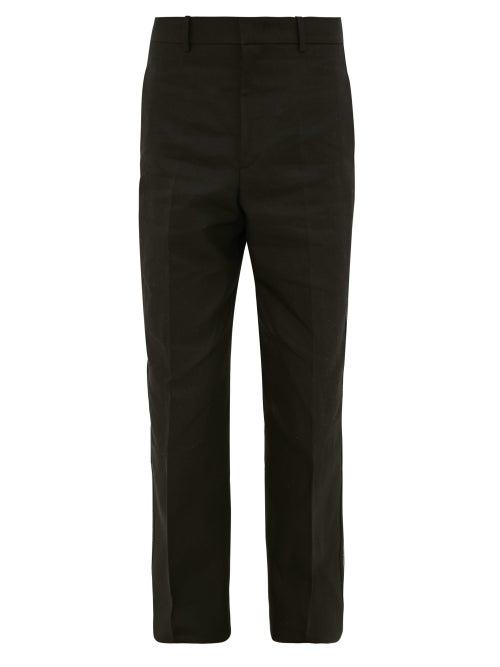 Matchesfashion.com Jil Sander - Topstitched Wide-leg Cotton And Linen Trousers - Mens - Black
