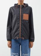 Loewe - Anagram-patch Hooded Shell Windbreaker - Womens - Black