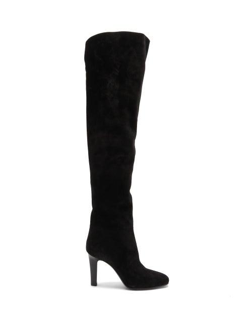 Matchesfashion.com Saint Laurent - Blu Over-the-knee Suede Boots - Womens - Black