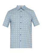 Matchesfashion.com Bottega Veneta - Dot Grid Print Shirt - Mens - Light Blue