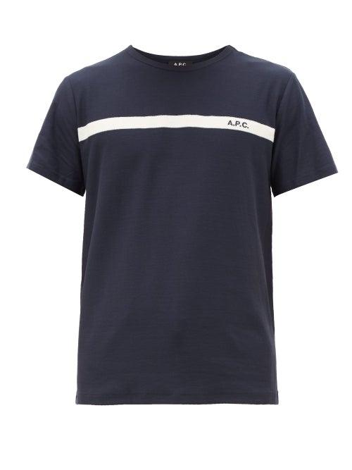 Matchesfashion.com A.p.c. - Yakuta Logo-embroidered Cotton-jersey T-shirt - Mens - Navy