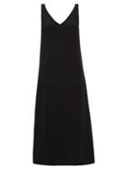 Raey - V-neck Silk Slip Dress - Womens - Black