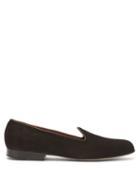 Mens Shoes Edward Green - Albert Suede Slippers - Mens - Brown