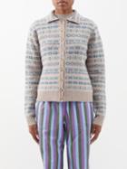 Caro Editions - Ria Fair-isle Wool Cardigan - Womens - Grey Multi