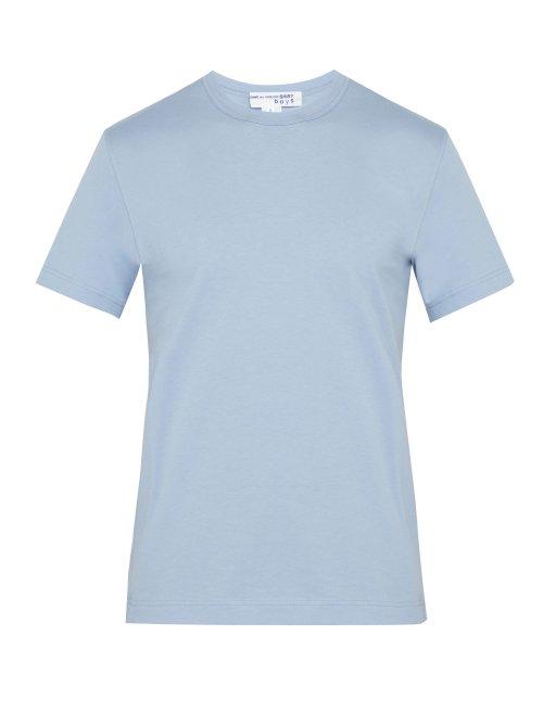 Matchesfashion.com Comme Des Garons Shirt - Logo Print Cotton Jersey T Shirt - Mens - Blue