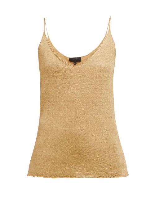 Matchesfashion.com Nili Lotan - Aspen Fine Knit Linen Tank Top - Womens - Brown