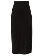Matchesfashion.com Solid & Striped - Side Slit Knitted Midi Skirt - Womens - Black