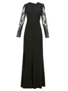 Matchesfashion.com Alexander Mcqueen - Lace-trimmed Leaf-crepe Gown - Womens - Black