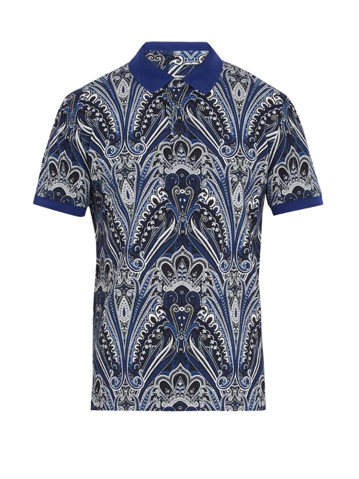 Etro Abstract Paisley-print Cotton-piqu Polo Shirt
