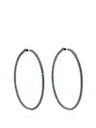 Matchesfashion.com Lynn Ban - Tsavorite Embellished Hoop Earrings - Womens - Green