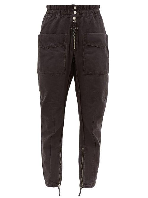 Matchesfashion.com Isabel Marant Toile - Lecia Tapered Cotton Canvas Utility Trousers - Womens - Black