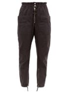 Matchesfashion.com Isabel Marant Toile - Lecia Tapered Cotton Canvas Utility Trousers - Womens - Black