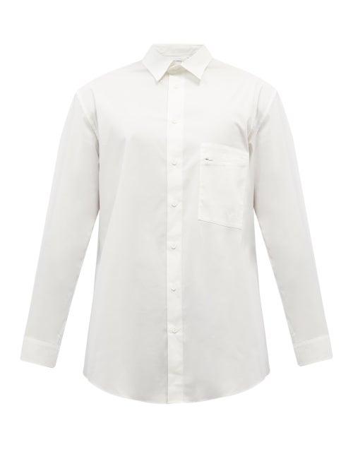 Y-3 - Point-collar Zip-pocket Cotton-blend Poplin Shirt - Mens - White