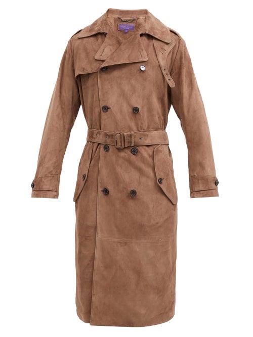 Matchesfashion.com Ralph Lauren Purple Label - Suede Trench Coat - Mens - Brown
