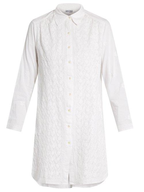 Matchesfashion.com Juliet Dunn - Floral Embroidered Cotton Shirtdress - Womens - White