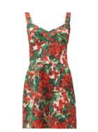 Matchesfashion.com Dolce & Gabbana - Geranium Print Cotton Blend Brocade Playsuit - Womens - Red Multi